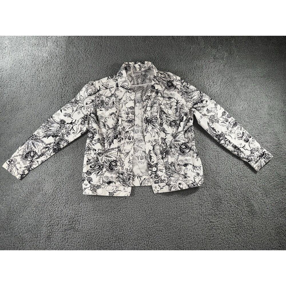 Chicos Jacket Women 1 Paisley Button Front Long Sleeve Boho